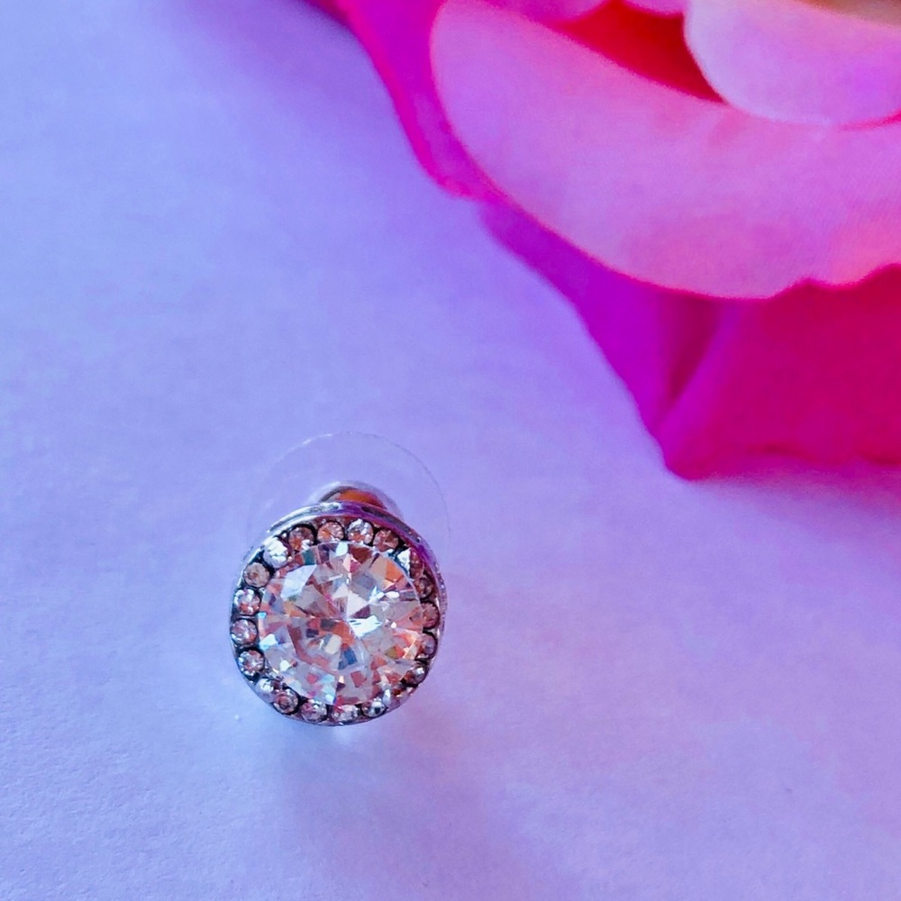 Silver Plated Crystal Zircon Stud Earrings - Picture 5 of 6